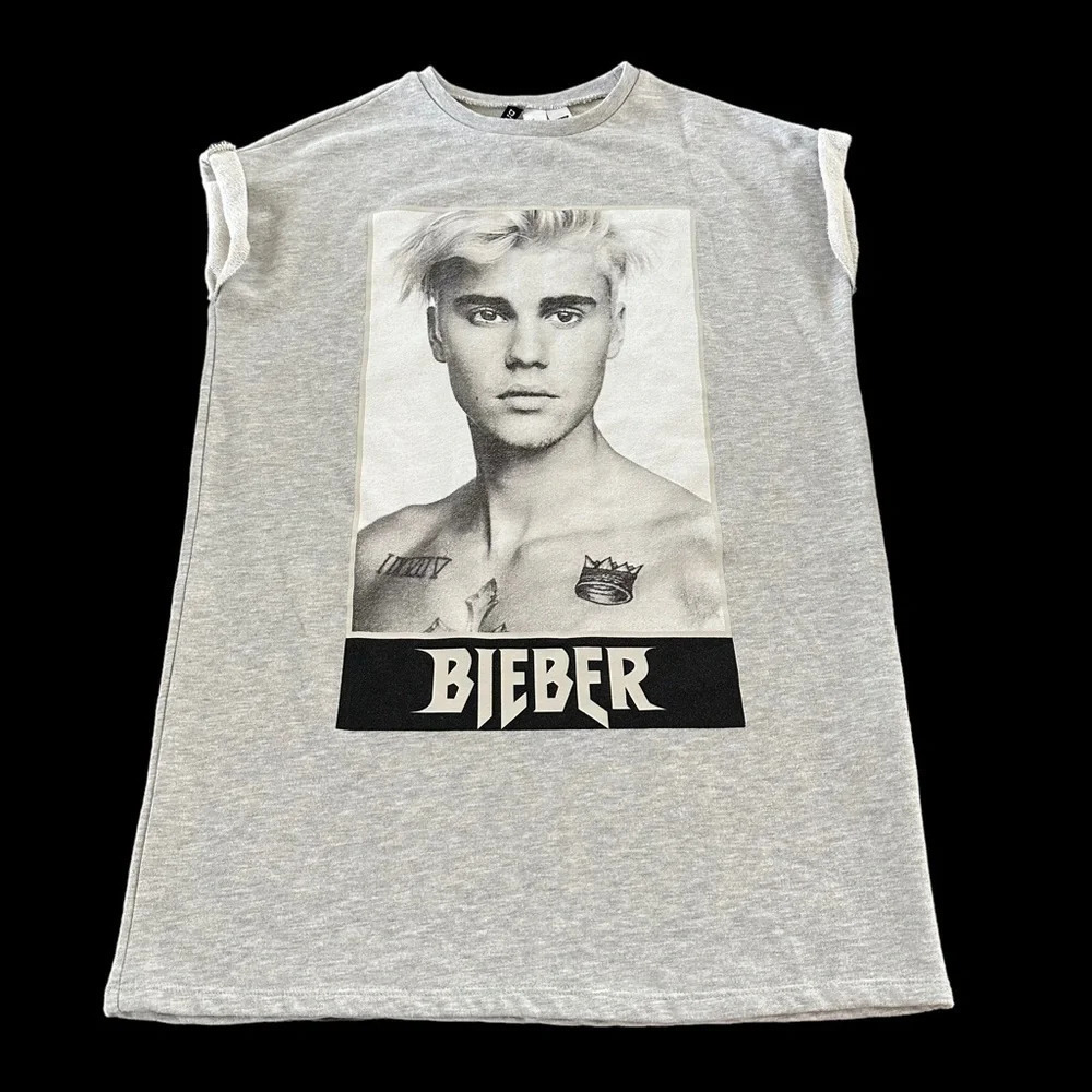 Divided H&M Sz 10 Justin‎ Beiber Purpose Concert Tour Sweatshirt Tunic Top Gray